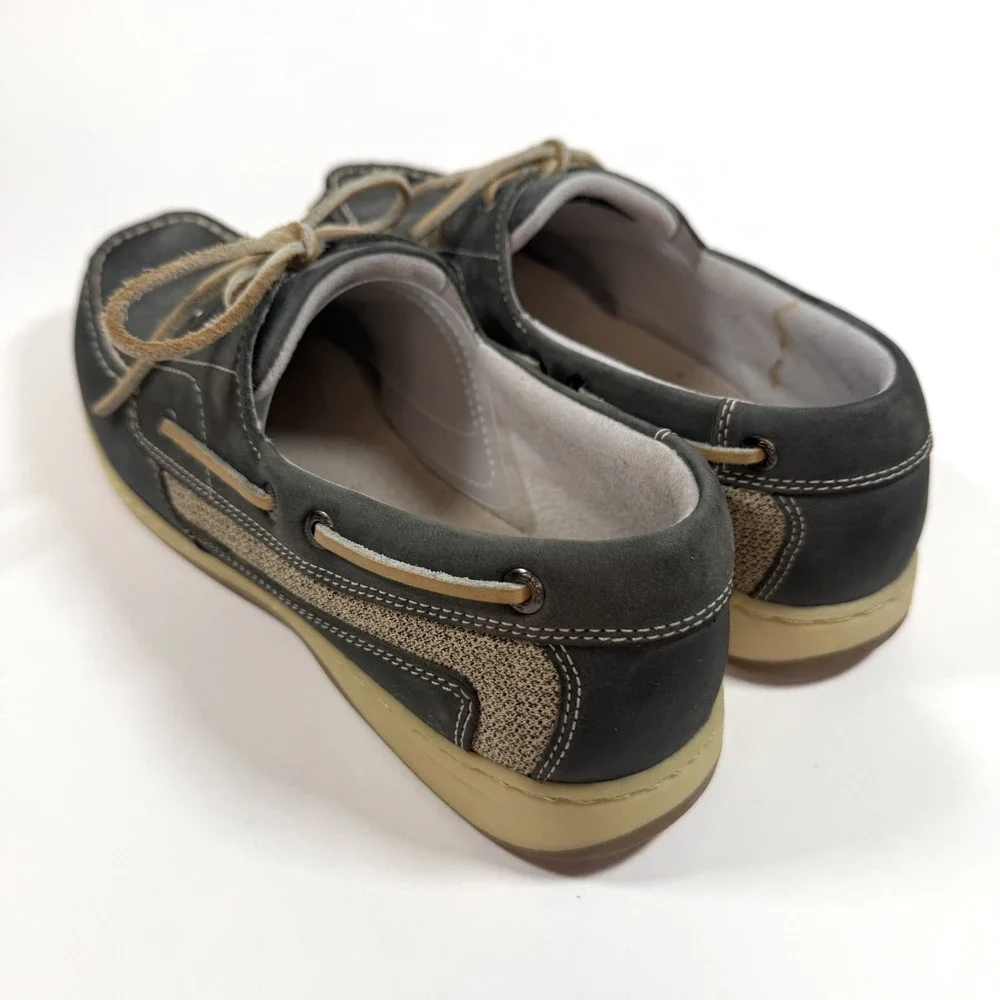 Clarks Boat Shoes Mens 9.5M Leather Gray Casual Lace Up‎ Comfort